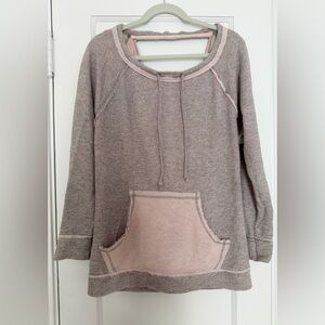 Free People Pink & Grey Heather Sweatshirt with Criss Cross Back - XS